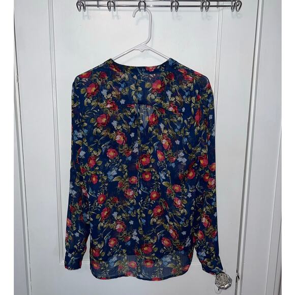 Kut from the Kloth Women's Sinclaire Floral Print Button Up Sheer Blouse size M - Picture 6 of 6